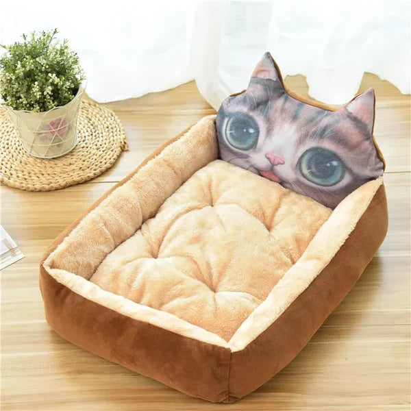Animal Head Design Cat Bed for Cosy Sleep