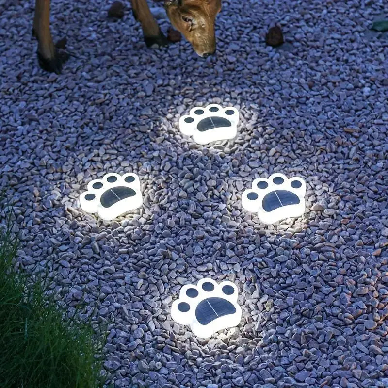 Wireless Solar Garden Paw Print Light