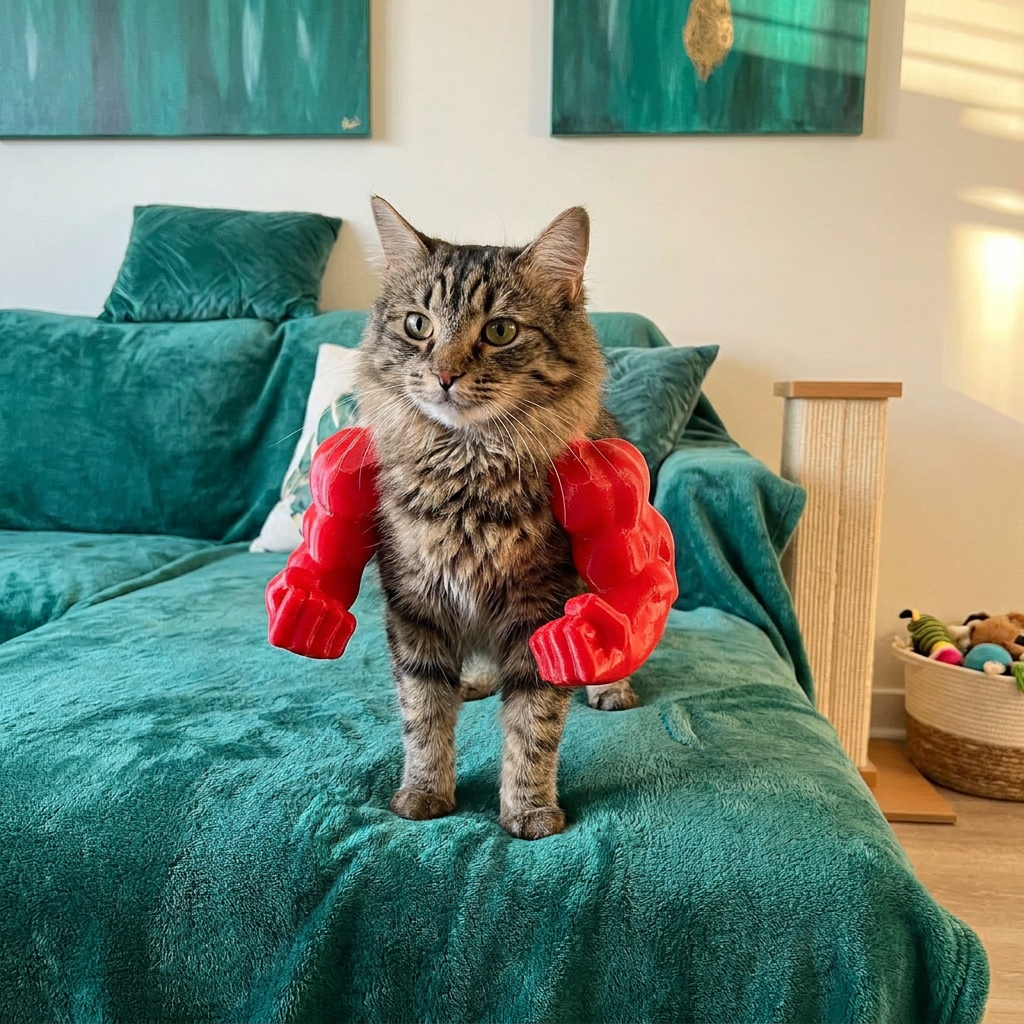 Muscle Arm Cat Costume Harness for Funny Pet Photos and Dress Up