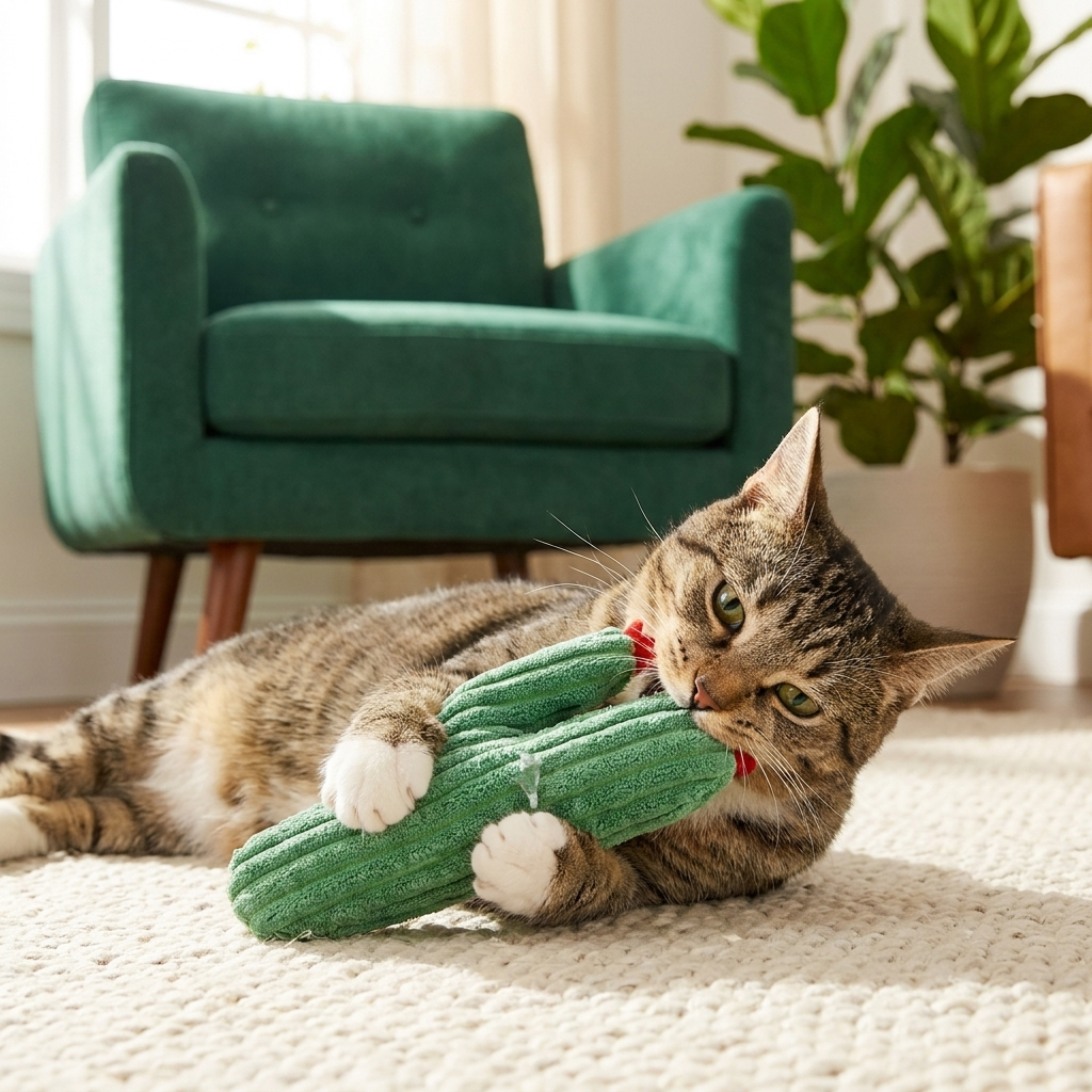 Catnip-Filled Cactus Teeth Cleaning Cat Toy