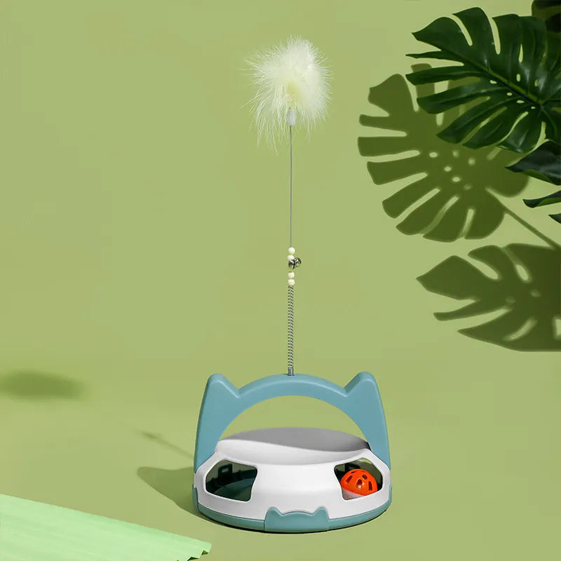 Interactive Cat Toy with Feathers and Rolling Ball for Active Indoor Cats
