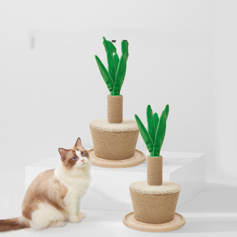 Plant-Style Cat Tree – Sisal Scratching Trunk with Soft Leaves, Home Scratching Furniture for Cats