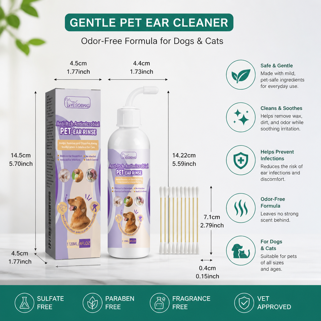 Gentle Pet Ear Cleaner – Odor-Free Formula for Dogs & Cats