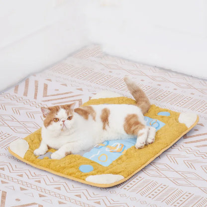 Cushion-Shaped Cat Bed with Toys for Comfortable Breaks