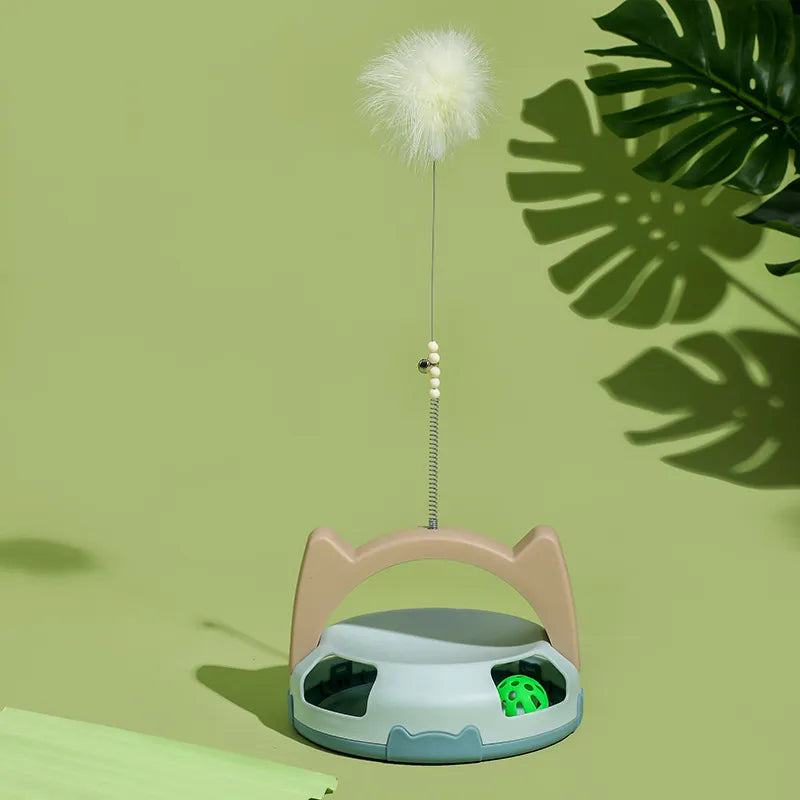Interactive Cat Toy with Feathers and Rolling Ball for Active Indoor Cats