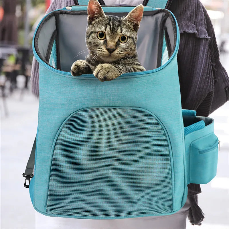 Pet Carrier Backpack with Mesh Design - Comfortable Travel Bag for Cats and Small Dogs