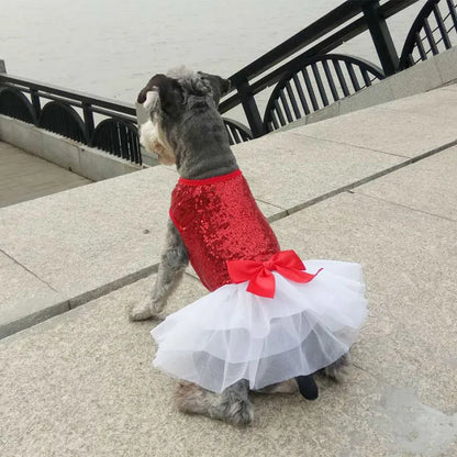 Elegant Dog Dress with Sequins and Tulle Skirt in 2 Colours