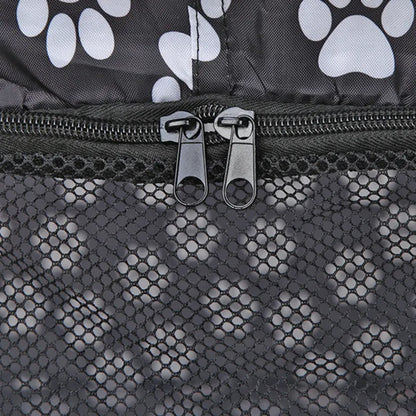 Foldable Fabric Dog Crate with Paw Print Pattern - Portable and Well-Ventilated