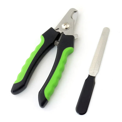 Pet Grooming Kit with Nail Clipper, File, and Self-Cleaning Brush