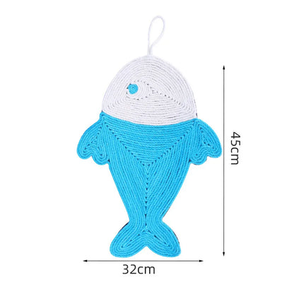 Cactus & Fish Cat Scratching Mat – Cat Scratching Toy, Wall-Mounted and Floor Sisal Scratching Mat