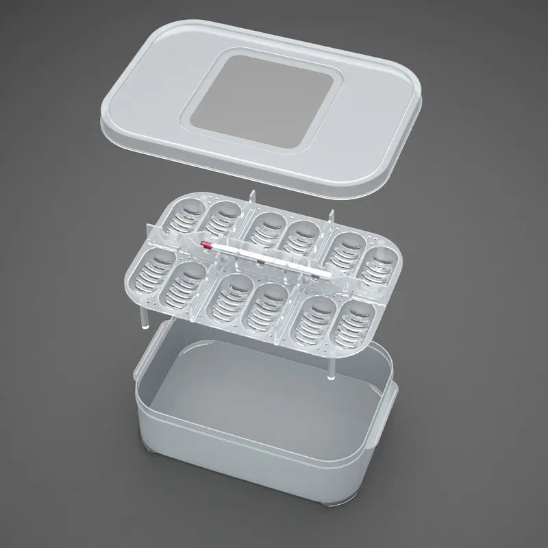 Practical Storage Box for Eggs and Small Items - with Thermometer and Divided Compartments