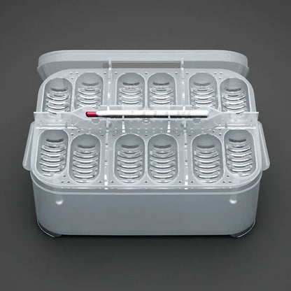 Practical Storage Box for Eggs and Small Items - with Thermometer and Divided Compartments