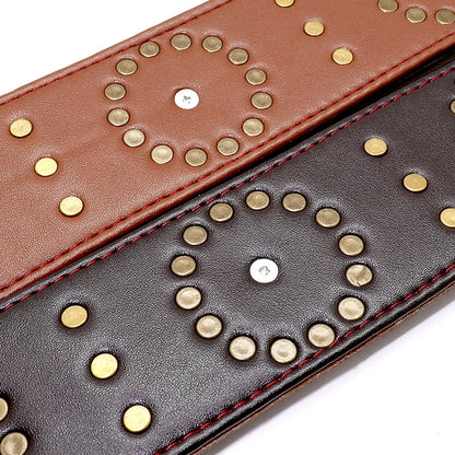 Leather Dog Collar with Rivets and Metal Studs for Large Dogs