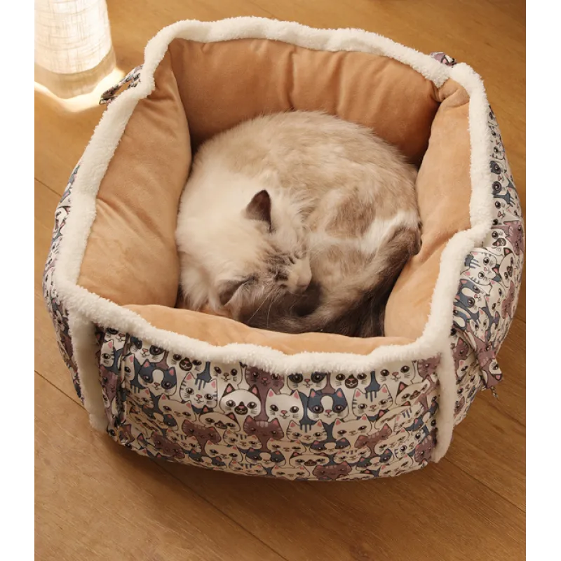 Cat Resting Bed with Cat Pattern – Soft and Comfortable Cat Bed