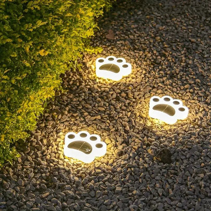 Wireless Solar Garden Paw Print Light