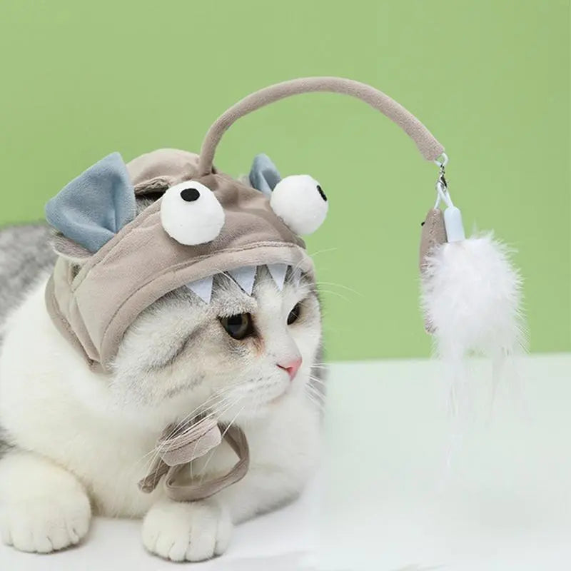 Cat Hat with Pendant - Fun Animal Costume for Cats with Toys