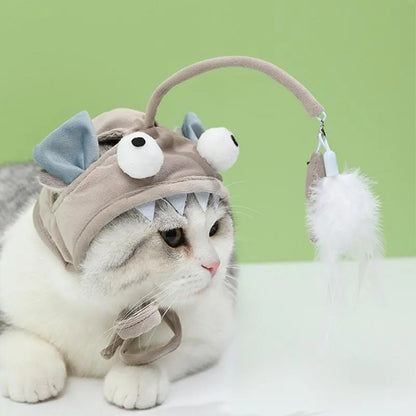Cat Hat with Pendant - Fun Animal Costume for Cats with Toys
