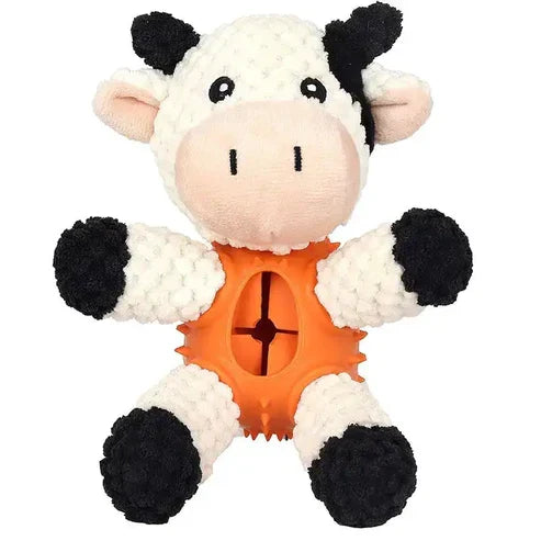 3-in-1 Dog Toy with Plush, Integrated Dental Cleaning Toy, and Treat Hideaway
