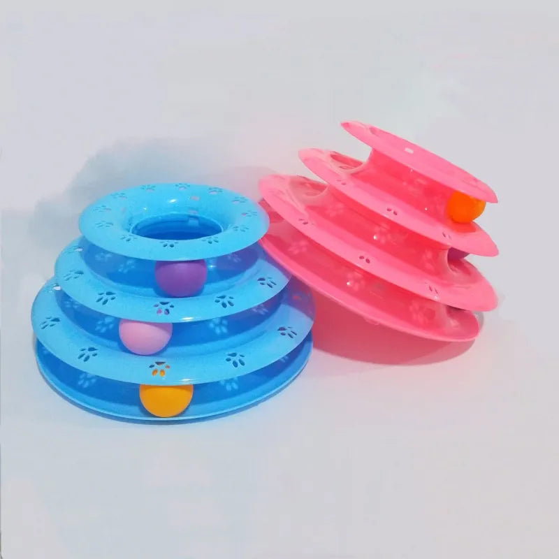 Interactive Cat Toy – 3-Level Play Pyramid with Colourful Balls
