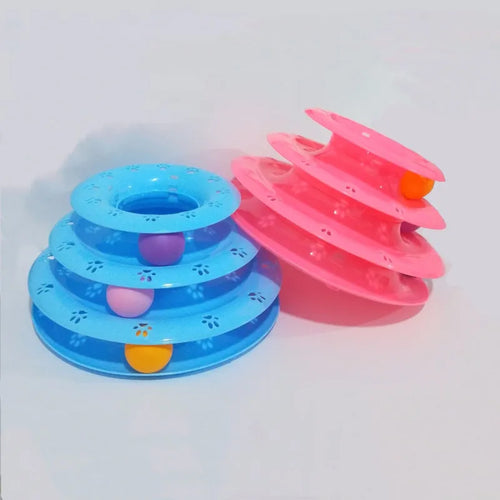 Interactive Cat Toy – 3-Level Play Pyramid with Colourful Balls
