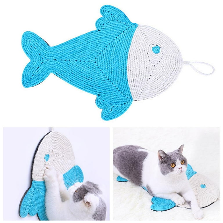 Cactus & Fish Cat Scratching Mat – Cat Scratching Toy, Wall-Mounted and Floor Sisal Scratching Mat