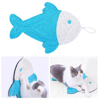 Cactus & Fish Cat Scratching Mat – Cat Scratching Toy, Wall-Mounted and Floor Sisal Scratching Mat
