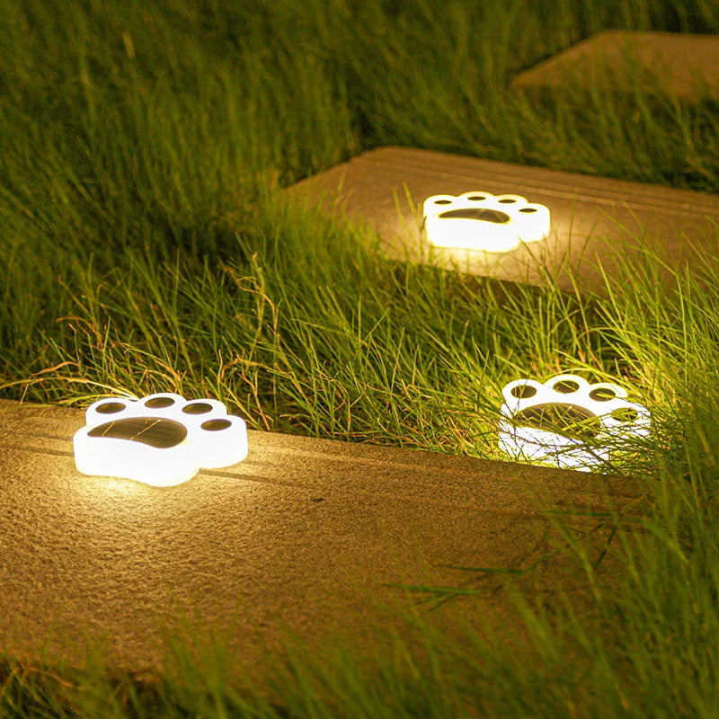 Wireless Solar Garden Paw Print Light