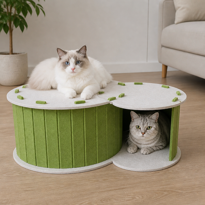 2-in-1 Interactive Play Cat Bed & Scratcher Hideaway