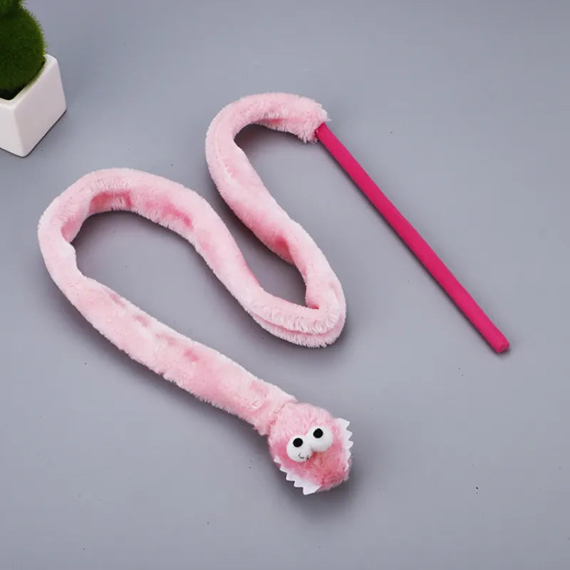 Schlenker Cat Toys – Worm – Interactive Fishing Rod with Plush Worm for Active House Cats