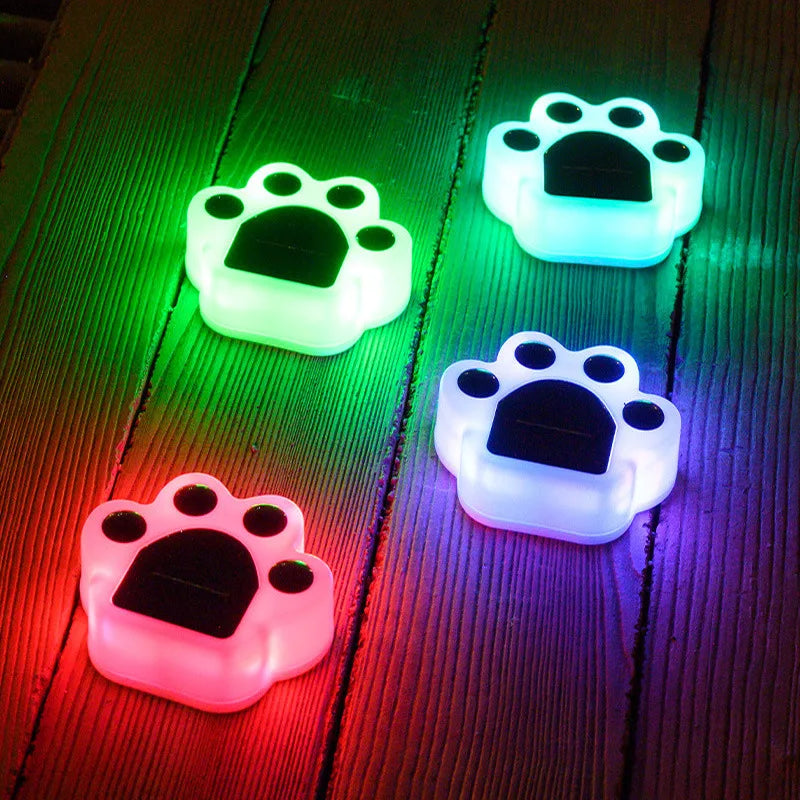 Wireless Solar Garden Paw Print Light