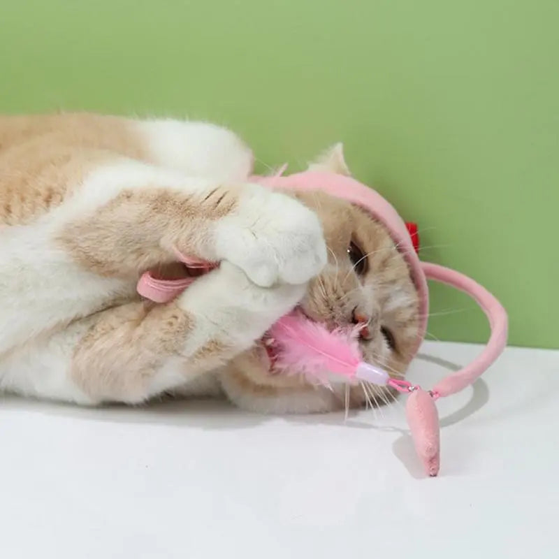 Cat Hat with Pendant - Fun Animal Costume for Cats with Toys