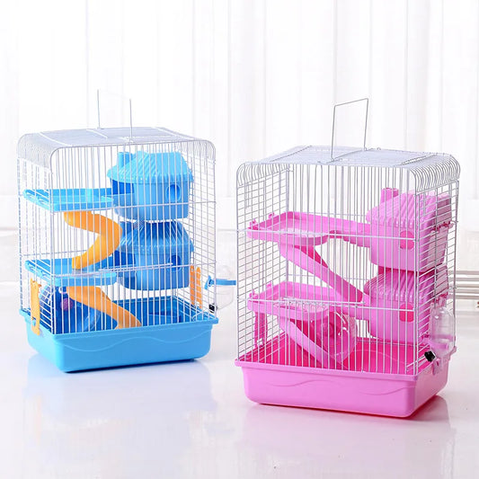 Hamster Cage with Levels and Water Bottle - Compact Cage for Rodents