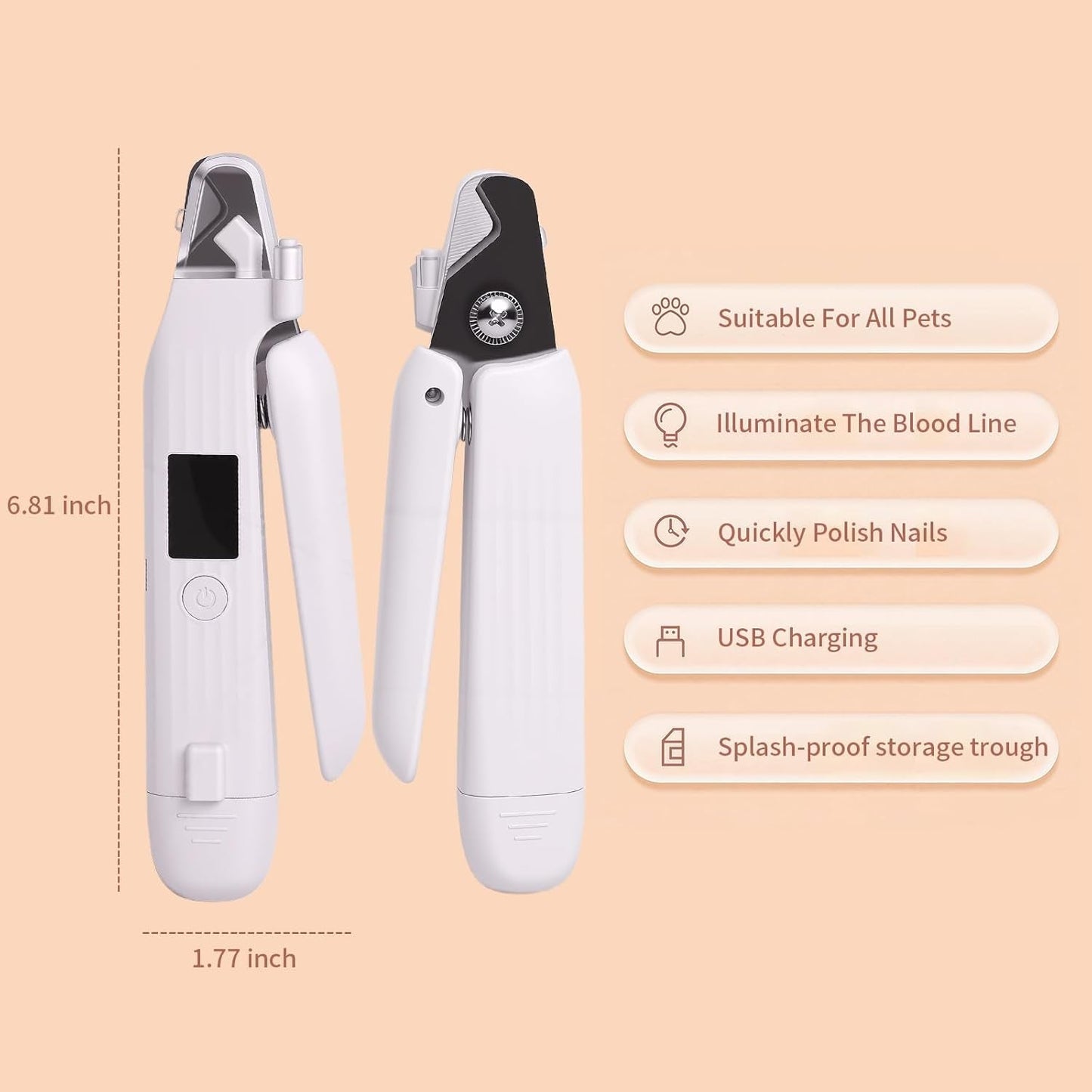 GlowTrim 3-in-1 LED Nail Clippers with Grinder for Cats & Dogs