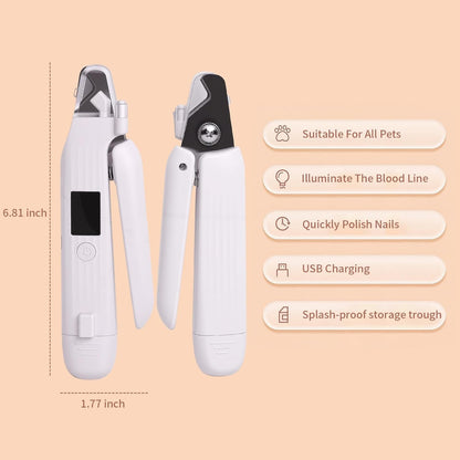 GlowTrim 3-in-1 LED Nail Clippers with Grinder for Cats & Dogs