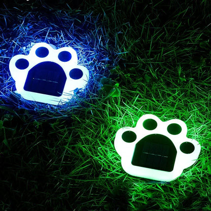 Wireless Solar Garden Paw Print Light