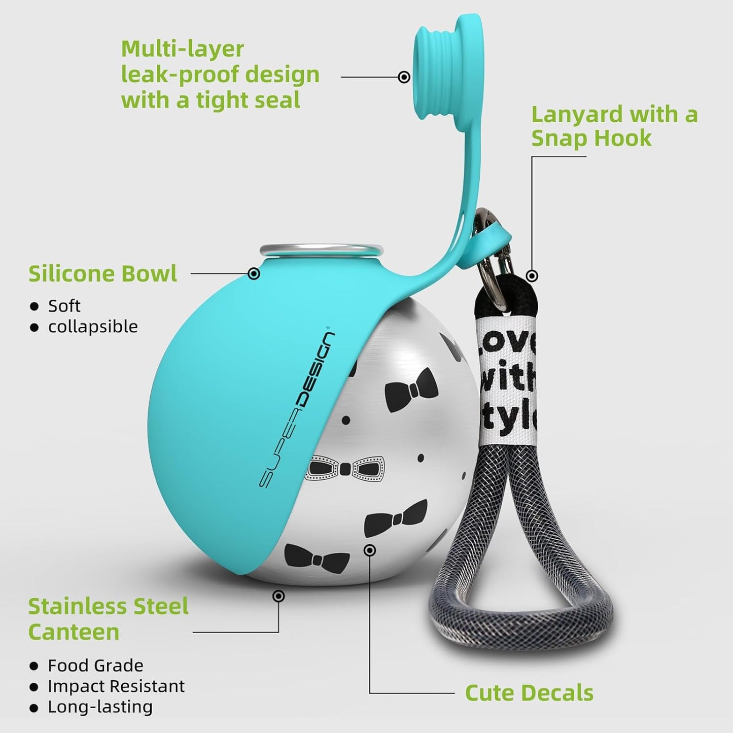 FurSip™️ 2 in 1 stainless steel portable dog bowl