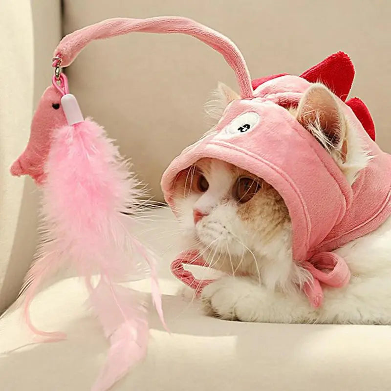 Cat Hat with Pendant - Fun Animal Costume for Cats with Toys