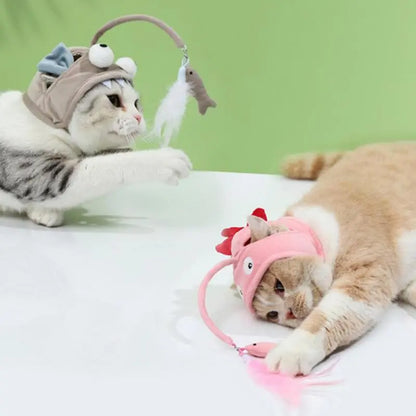 Cat Hat with Pendant - Fun Animal Costume for Cats with Toys