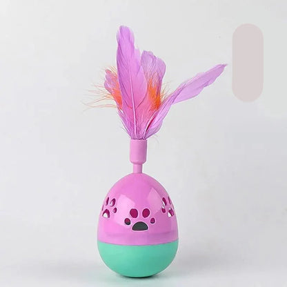 Interactive Cat Toys with Feathers – Colourful Ball-Shaped Toys for Cats