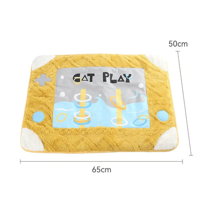 Cushion-Shaped Cat Bed with Toys for Comfortable Breaks
