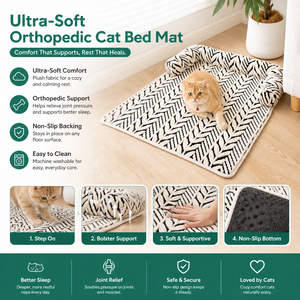 Ultra-Soft orthopedic Non-Slip Cat Bed Mat