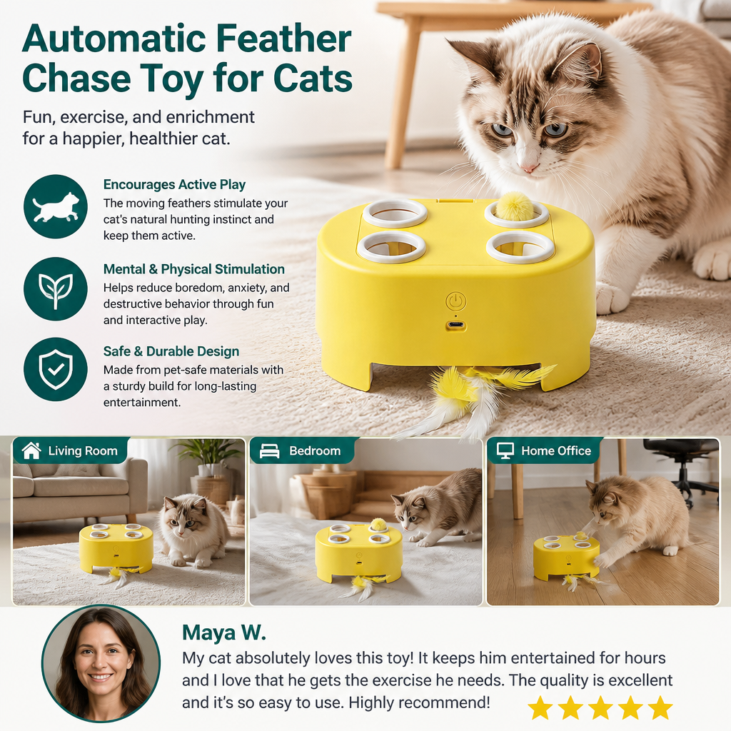 Automatic Feather Chase Toy for Cats