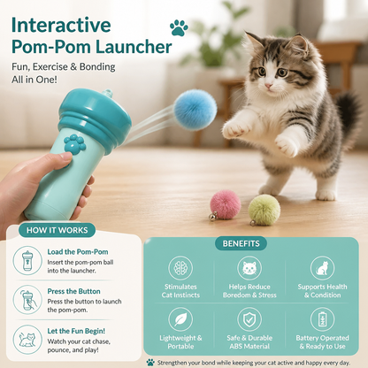 Interactive Pom-Pom Launcher Tod for Cats