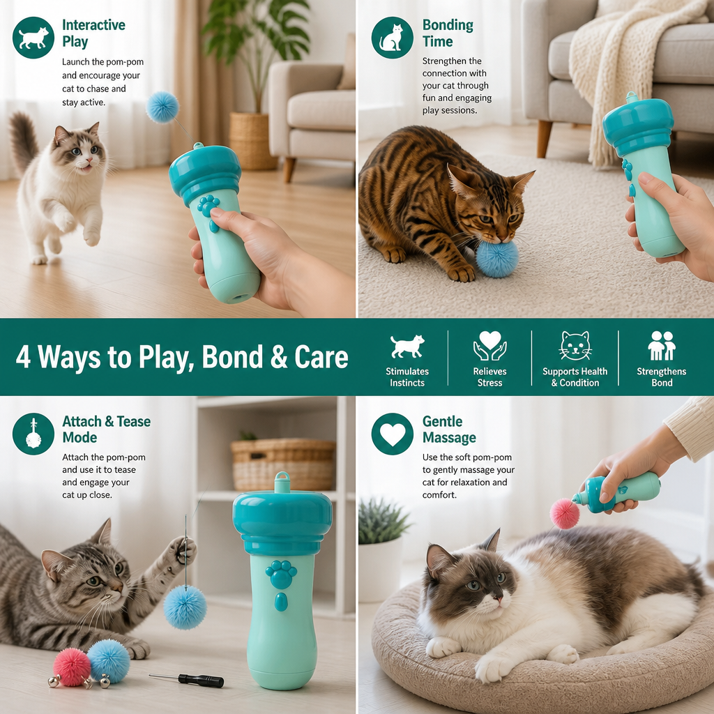 Interactive Pom-Pom Launcher Tod for Cats