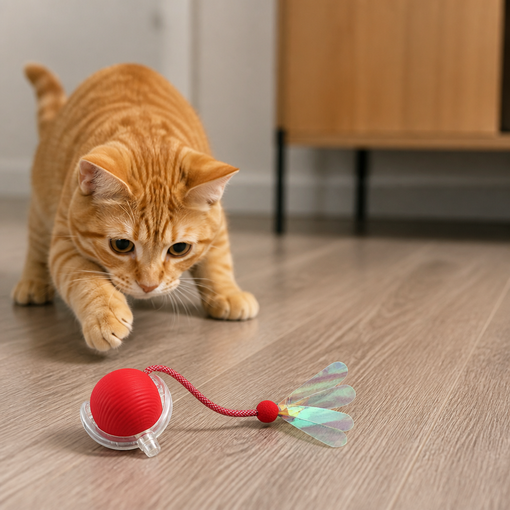 Upgraded Smart Rolling Cat Ball – Durable Interactive Toy with Mesh Tail