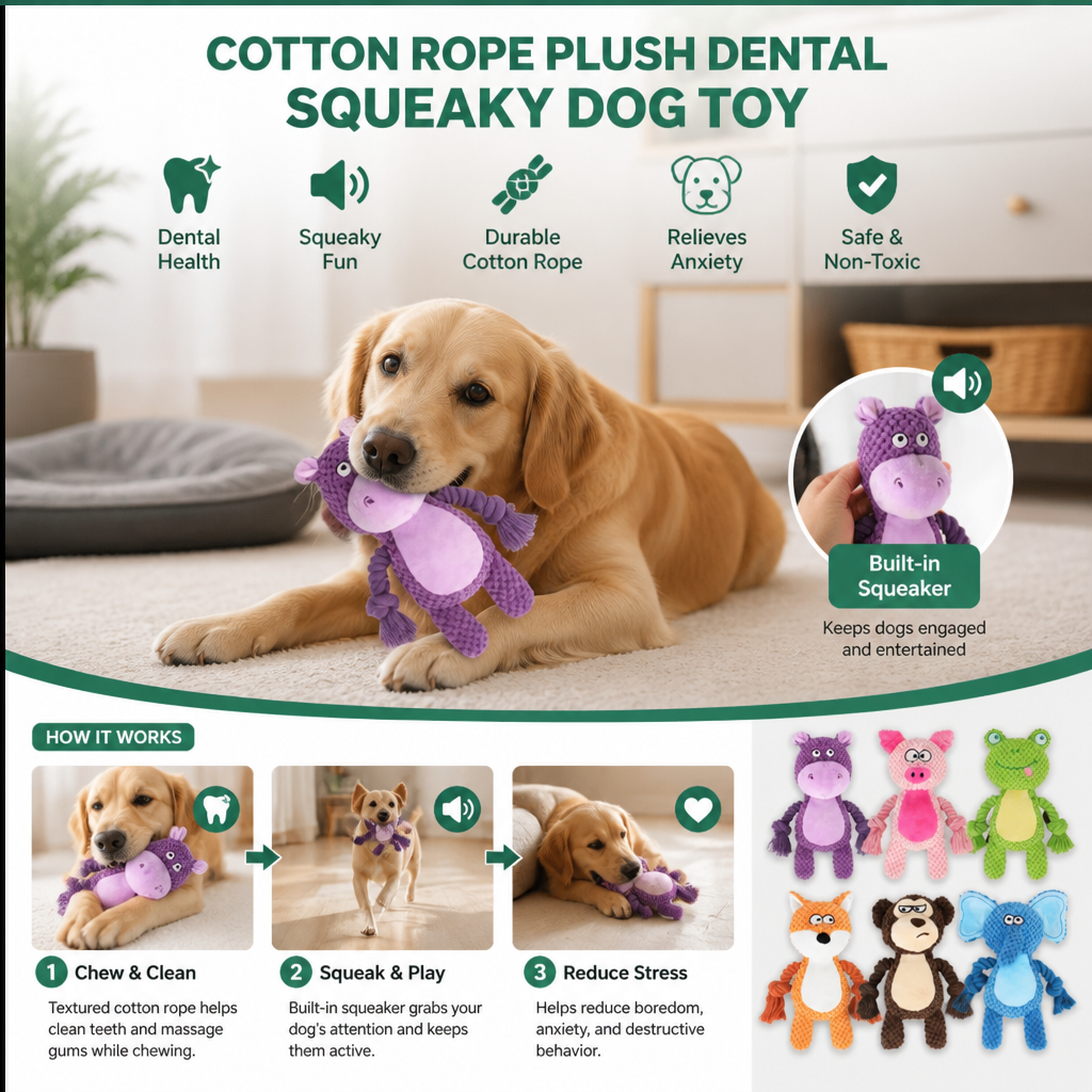 Cotton Rope Plush Dental Squeaky Dog Toy