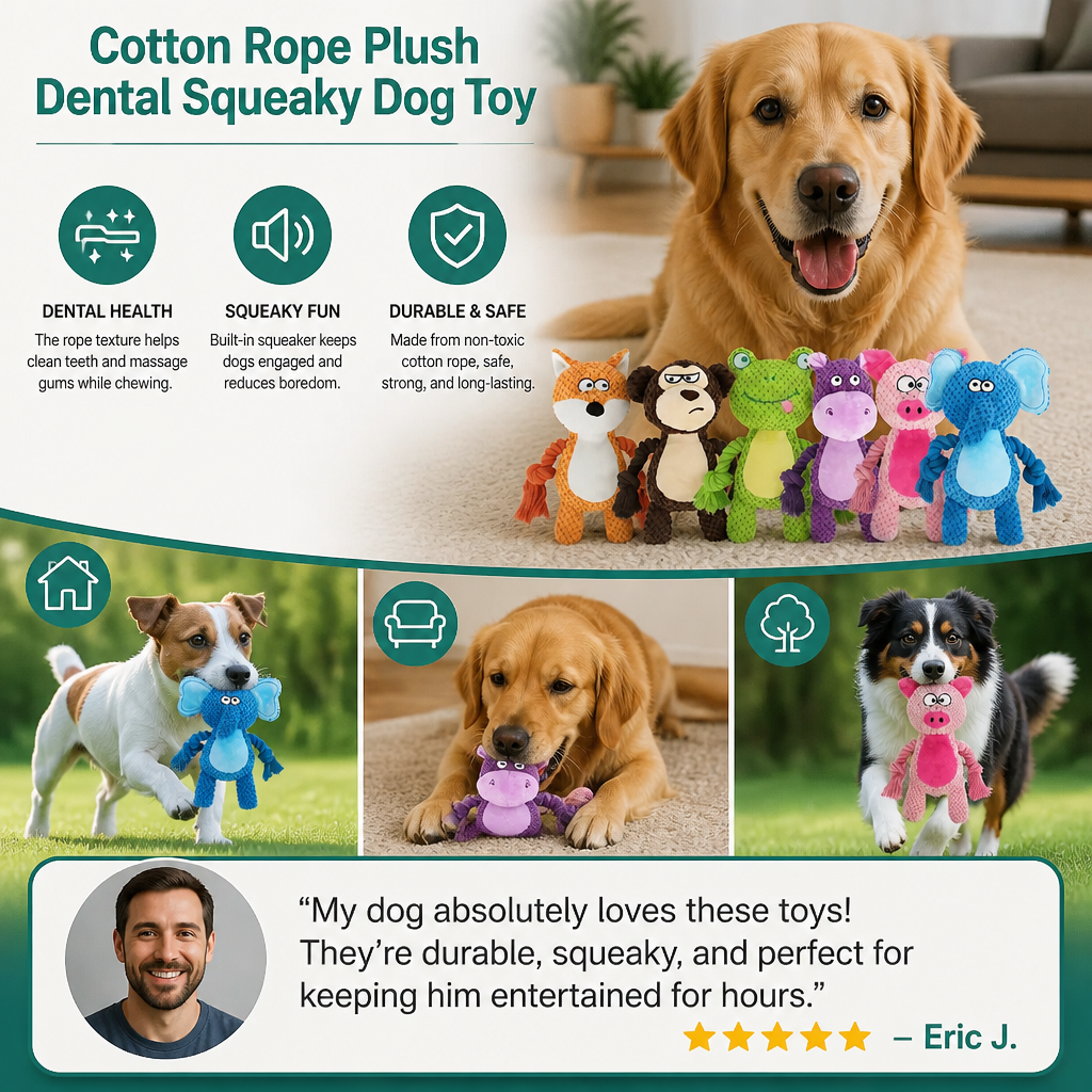 Cotton Rope Plush Dental Squeaky Dog Toy