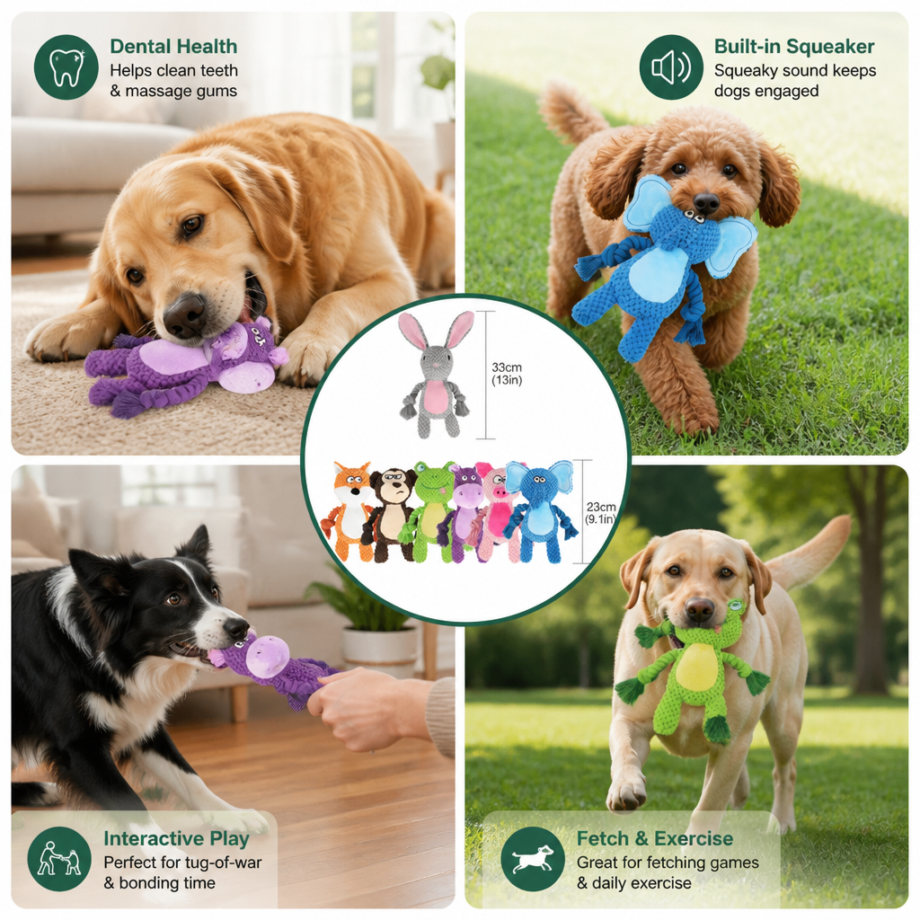 Cotton Rope Plush Dental Squeaky Dog Toy