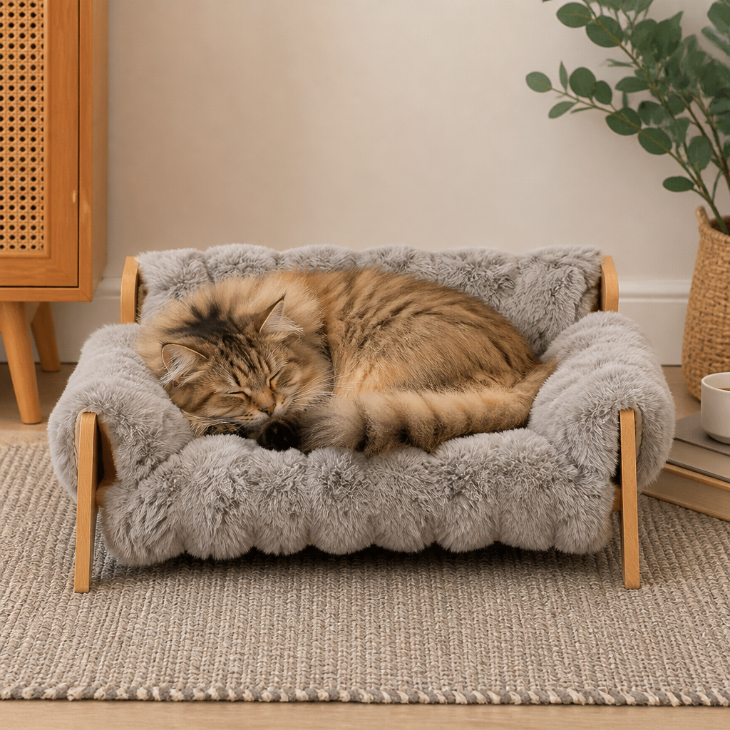 Luxury Elevated Solid Wood Cat Couch Bed