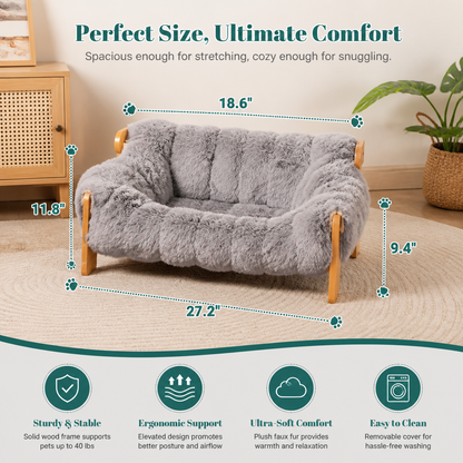 Luxury Elevated Solid Wood Cat Couch Bed